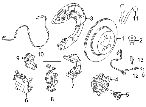 2021 BMW 840i Brake Components Brake Pad Wear Sensor, Front Diagram for 34356890788