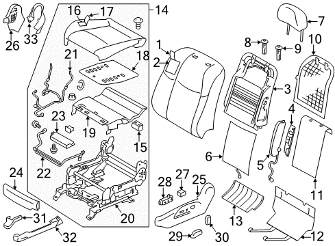 2017 Infiniti Q70 Driver Seat Components Cushion Assembly - Front Seat Diagram for 87350-1PS3A