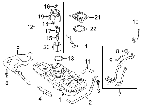 2019 Kia Forte Fuel Supply Fuel Tank Assembly Diagram for 31150M7500
