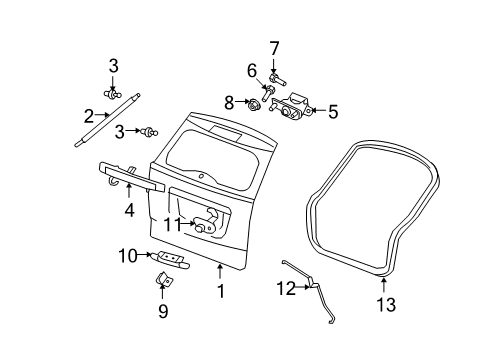 2008 Jeep Compass Gate & Hardware Bar-Light Support Diagram for ZH33DBMAK