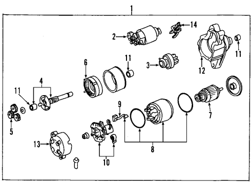 2000 Toyota Echo Starter Drive Gear Diagram for 28011-70020