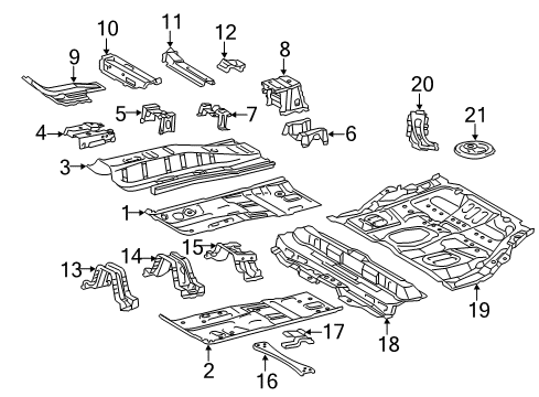 2012 Toyota Prius V Pillars, Rocker & Floor - Floor & Rails Center Floor Pan Diagram for 58211-47090