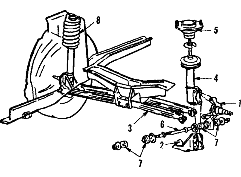 1988 Mercury Topaz Rear Suspension Components, Lower Control Arm Strut Diagram for F43Z-18125-A