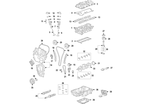 2021 Cadillac XT6 Engine Parts, Mounts, Cylinder Head & Valves, Camshaft & Timing, Variable Valve Timing, Oil Cooler, Oil Pan, Oil Pump, Balance Shafts, Crankshaft & Bearings, Pistons, Rings & Bearings Lower Oil Pan Diagram for 12717172