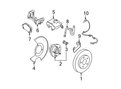 2010 Buick LaCrosse Front Brakes Splash Shield Diagram for 22810890