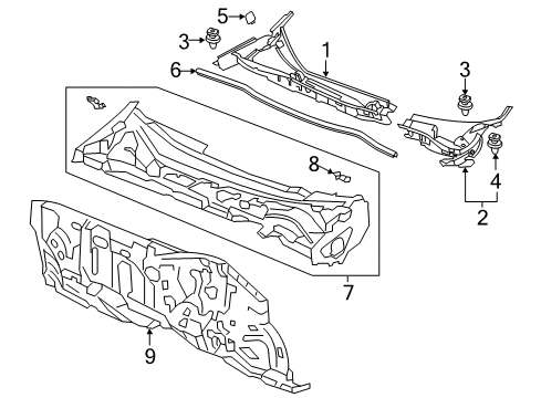 2014 Honda Accord Cowl Dashboard (Upper) Diagram for 61100-T3V-A00ZZ