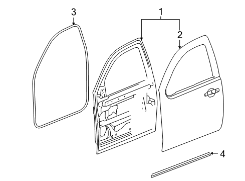 2012 Chevrolet Tahoe Front Door Outer Panel Diagram for 20840671