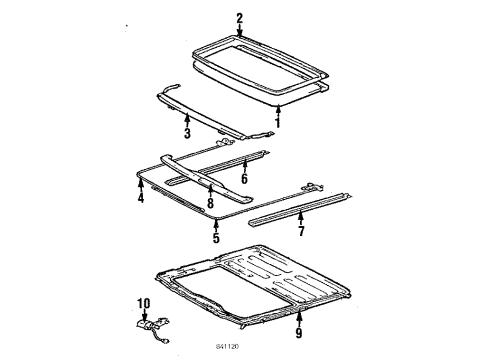 1984 Toyota Corolla Sunroof Weatherstrip, Sliding Roof Panel Or Removable Roof Diagram for 63251-14020