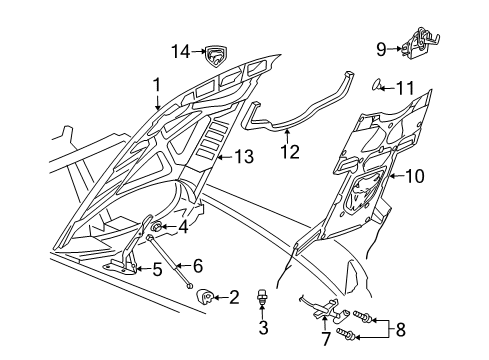 2005 Dodge Viper Hood & Components, Exterior Trim Gas Prop Diagram for 4865820AE