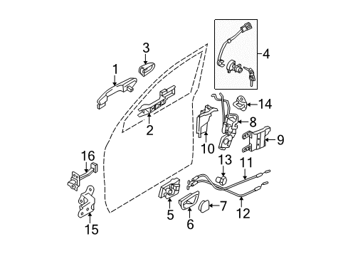 2007 Kia Sportage Front Door Front Door Latch Assembly, Left Diagram for 813111F020