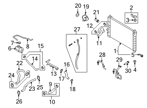 2008 Chevrolet Aveo Radiator & Components Lower Hose Diagram for 96536598