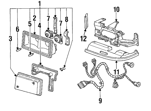 1994 Cadillac Eldorado Headlamps Bracket Asm, Headlamp Diagram for 16515836