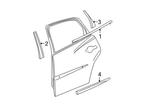 2006 Buick LaCrosse Exterior Trim - Rear Door Body Side Molding Diagram for 19120819