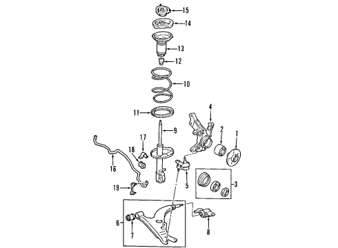 Diagram for 2003 Toyota RAV4 Front Suspension Components, Lower Control Arm, Stabilizer Bar 