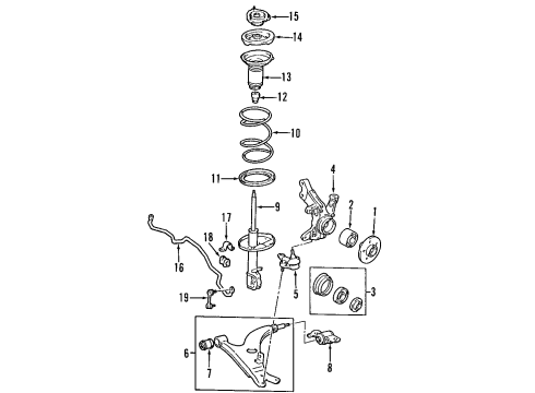 1996 Toyota RAV4 Front Suspension Components, Lower Control Arm, Stabilizer Bar Link Assy, Front Stabilizer Diagram for 48820-33010