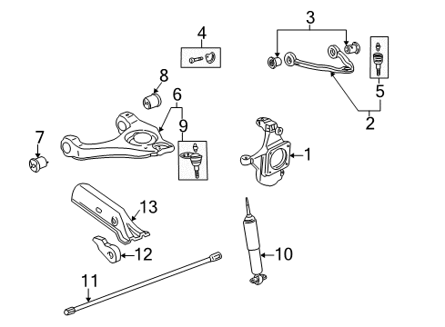 2005 GMC Savana 1500 Front Suspension Components, Lower Control Arm, Upper Control Arm, Stabilizer Bar Shock Diagram for 19257308