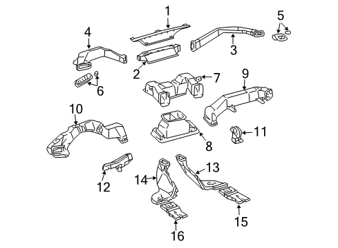 2005 Lexus GX470 Ducts Duct, Heater To Register, NO.2 Diagram for 55844-60140