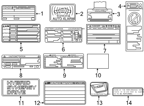 2016 Toyota Avalon Information Labels Engine Plate Diagram for 11291-36040