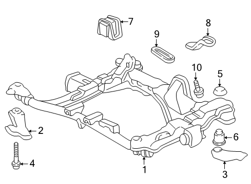 2004 Honda Odyssey Suspension Mounting - Front Stay A, L. Sub-Frame Mounting Diagram for 50233-S0X-A00