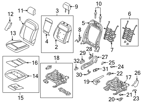 2022 Ford Ranger Front Seat Components Seat Back Heater Diagram for KB3Z-14D696-D