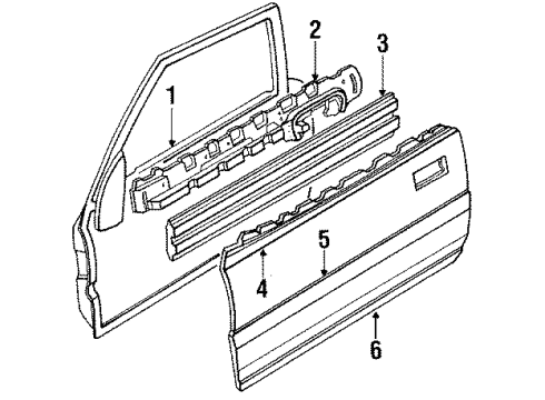 1989 Honda CRX Door & Components Cover, R. Sash Center Diagram for 72440-SH2-A21