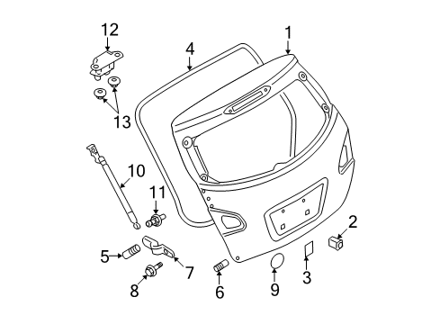 2008 Nissan Rogue Lift Gate Screw Diagram for 01121-00743
