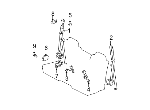 2002 Toyota Tundra Seat Belt Retractor Cover Diagram for 73223-0C010-B0