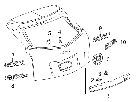 2015 Cadillac SRX Exterior Trim - Lift Gate Molding Diagram for 22762876