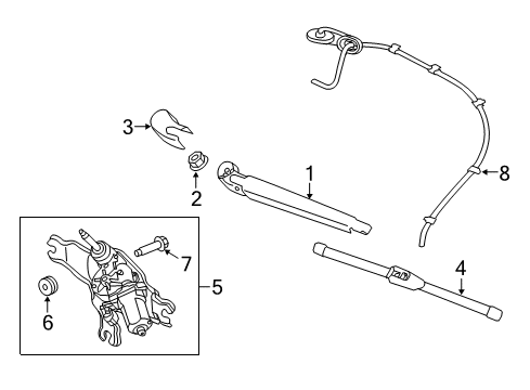 2016 Kia Forte5 Wiper & Washer Components Rear Wiper Motor & Linkage Assembly Diagram for 98700A7000