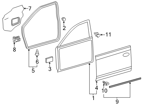 2012 Toyota Camry Front Door Door Shell Diagram for 67001-06170