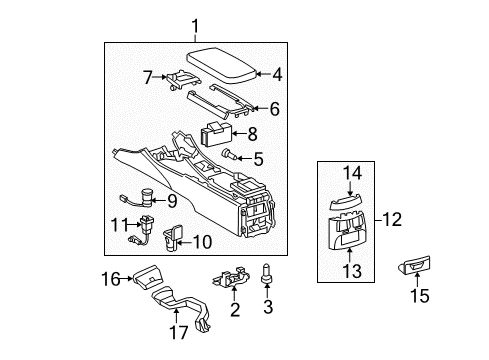 2009 Lexus IS F Center Console Box Assembly, Console Diagram for 58810-53150-C0