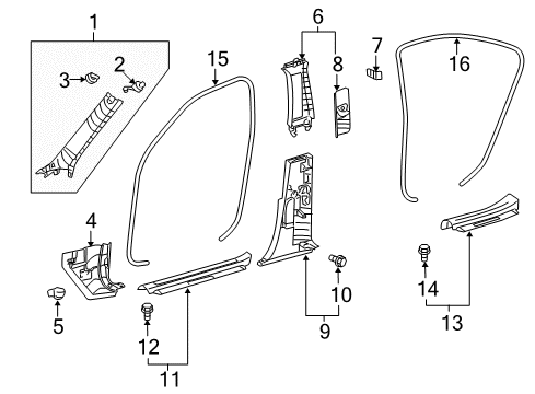 2015 Lexus LS460 Interior Trim - Pillars, Rocker & Floor Board, COWL Side Trim Diagram for 62112-50071-A1