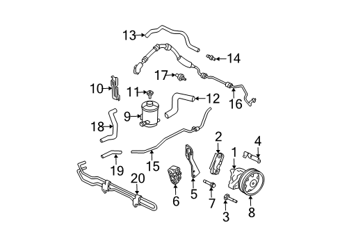 2006 Acura MDX P/S Pump & Hoses, Steering Gear & Linkage Pipe B, Return (10MM) Diagram for 53779-S9V-A01