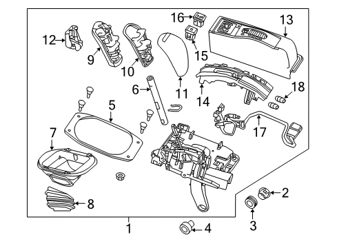 2012 Chevrolet Caprice Gear Shift Control - AT Shift Knob Rear Cover Diagram for 92191397