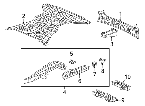 2019 Honda Passport Rear Body Panel, Floor & Rails CROSSMEMBER D, RR. FLOOR Diagram for 65740-TGS-A00ZZ