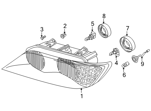 1997 BMW Z3 Bulbs Lamp Cover Low Beam Diagram for 63128361101