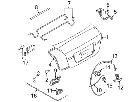 2006 Chevrolet Aveo Trunk Lid Weatherstrip, Rear Compartment Lid Diagram for 96494424
