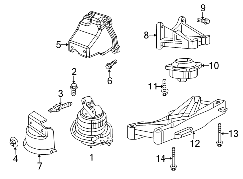 2021 Dodge Charger Engine & Trans Mounting Bracket-Transmission Mount Diagram for 5147200AD