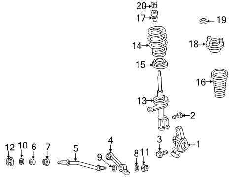 1998 Chrysler Concorde Front Suspension Components, Lower Control Arm, Stabilizer Bar Front Steering Knuckle Diagram for 4782125AB