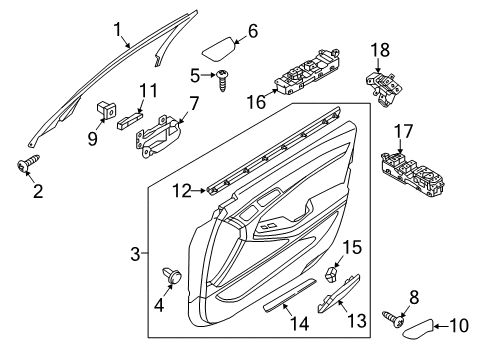 2017 Genesis G80 Front Door Interior Door Handle Assembly, Right Diagram for 82620-B1000