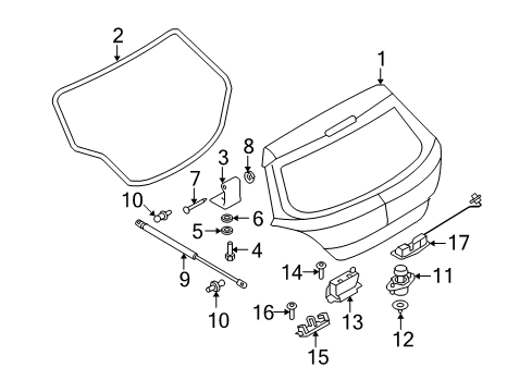 2008 Saturn Astra Gate & Hardware Switch Asm, Lift Gate Release Diagram for 13223920