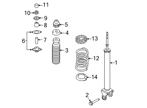 2017 Nissan Maxima Shocks & Components - Rear Nut Diagram for 01223-N006U