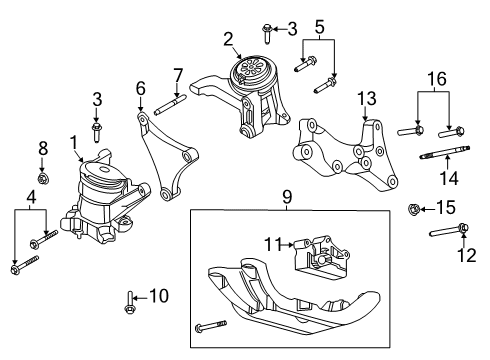 2022 Ford Explorer Engine & Trans Mounting Upper Mount Diagram for L1MZ-7A033-A