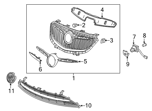 2020 Buick Envision Grille & Components Front Camera Bracket Diagram for 84083320