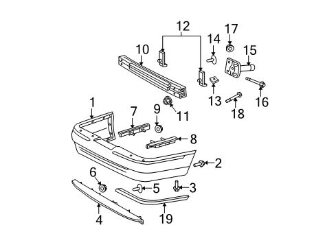 2005 Mercury Grand Marquis Rear Bumper Reinforcement Diagram for 3W7Z-17906-AA