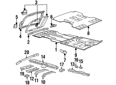 1995 Oldsmobile Silhouette Rear Body PANEL, Rear Compartment Pan Diagram for 12513090