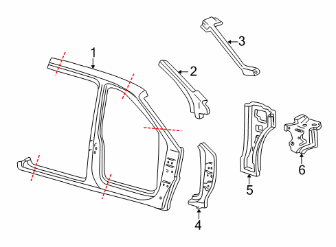 2004 Mercury Monterey Hinge Pillar Uniside Diagram for 3F2Z-17279D45-AA
