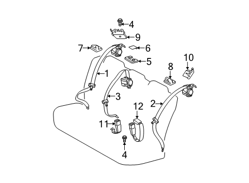 2012 Toyota Prius Plug-In Seat Belt Center Belt Assembly Diagram for 73350-47030-B0