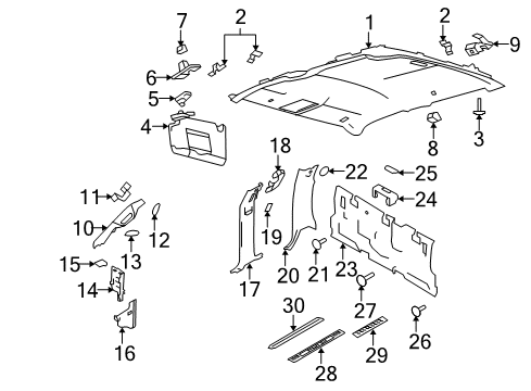 2012 Ford F-150 Interior Trim - Cab Weatherstrip Pillar Trim Diagram for BL3Z-1503599-BA