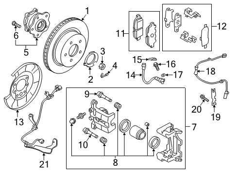 2020 Infiniti QX50 Anti-Lock Brakes Cap-Hub, Rear Wheel Diagram for 43234-CA000